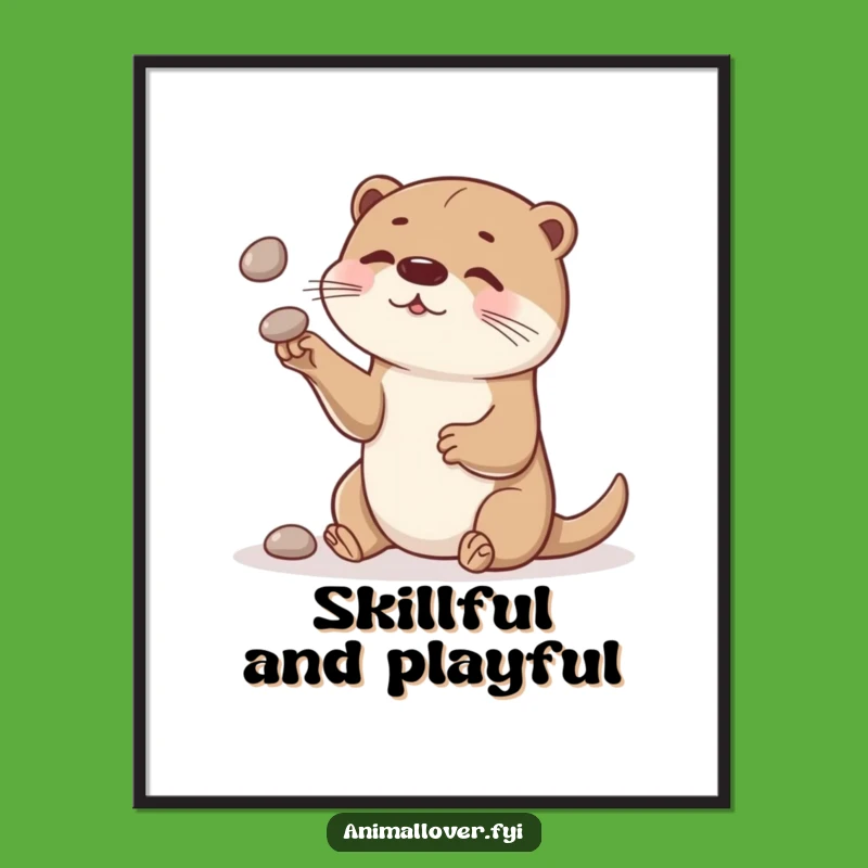 Funny Otter Digital Art: Juggler for Instant Wall Decor Fun