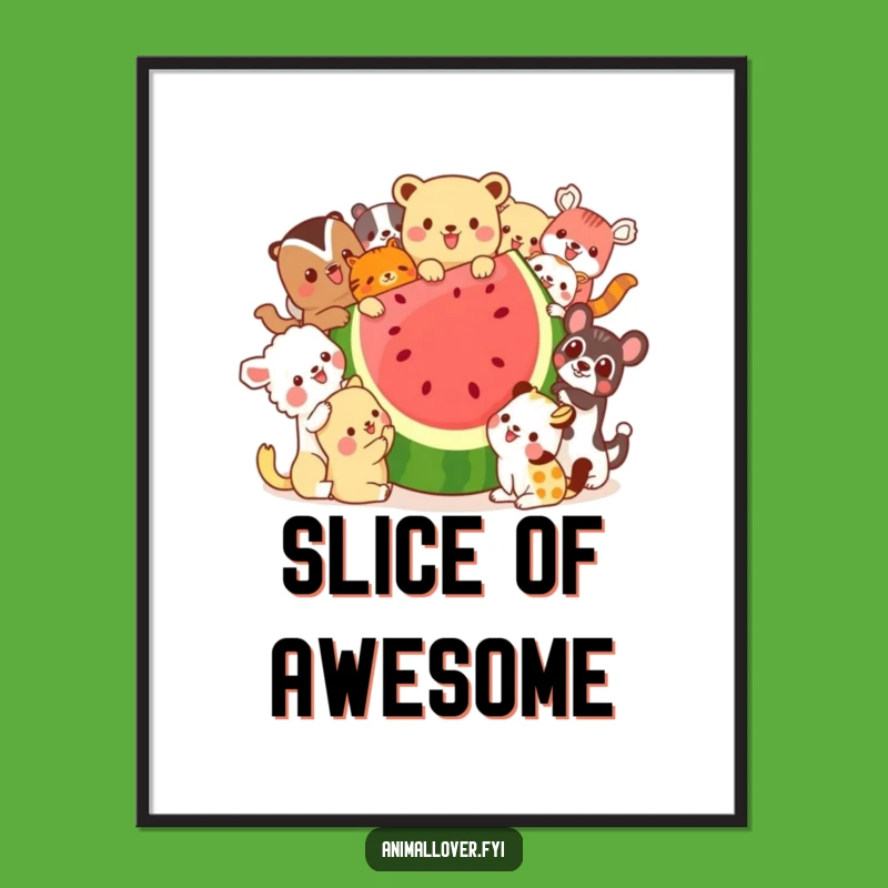 Funny Watermelon Animals Digital Art Print - Instant Joyful Wall Decor and Gift