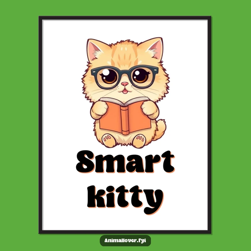 Funny Cat Reading Digital Art: Instant Feline Intellectual Whimsy
