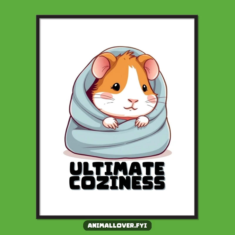 Funny Guinea Pig Digital Art: Cozy Snuggle Print Gift