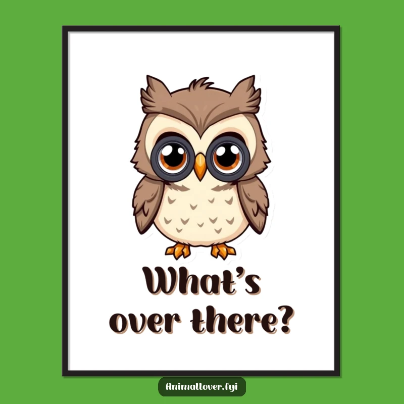 Funny Curious Owl Digital Art: Instant Hilarious Wall Decor