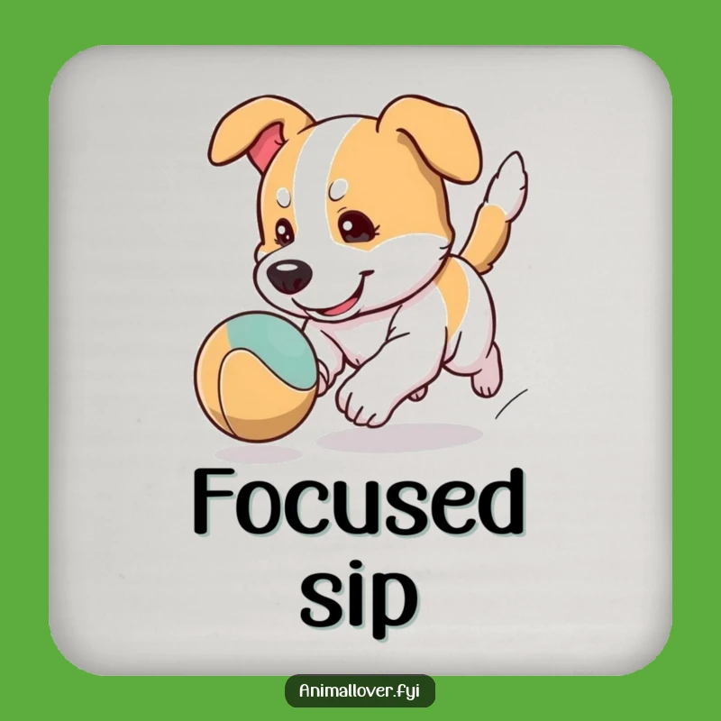 Funny Focused Dog Ball Chase Coaster: Protect Surfaces with Playful Charm