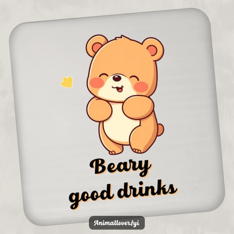 Funny Coaster: A cheerful bear giving a warm, friendly hug, adding comfort to your drinks.