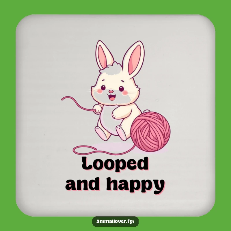 Funny Bunny Yarn Coaster Set - Playful Pet Drink Protection, Ideal Funny Gift