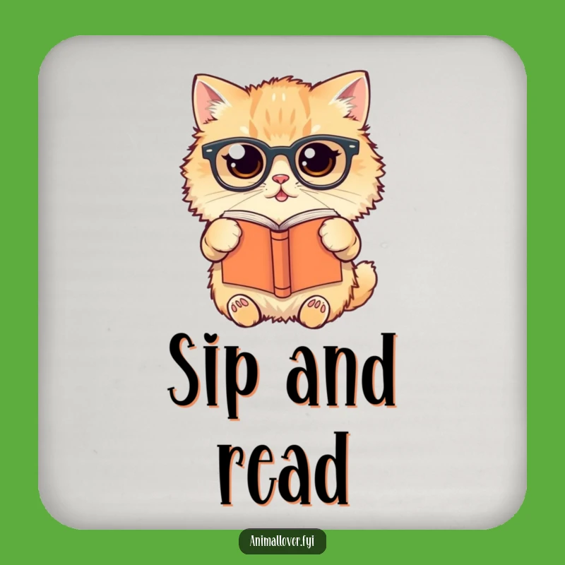 Funny Cat Reading Coasters: Protect Surfaces with Feline Intellect