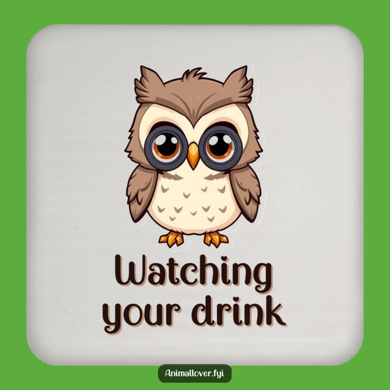 Funny Curious Owl Coasters (Set of 4): Protect Surfaces with Hilarious Insight