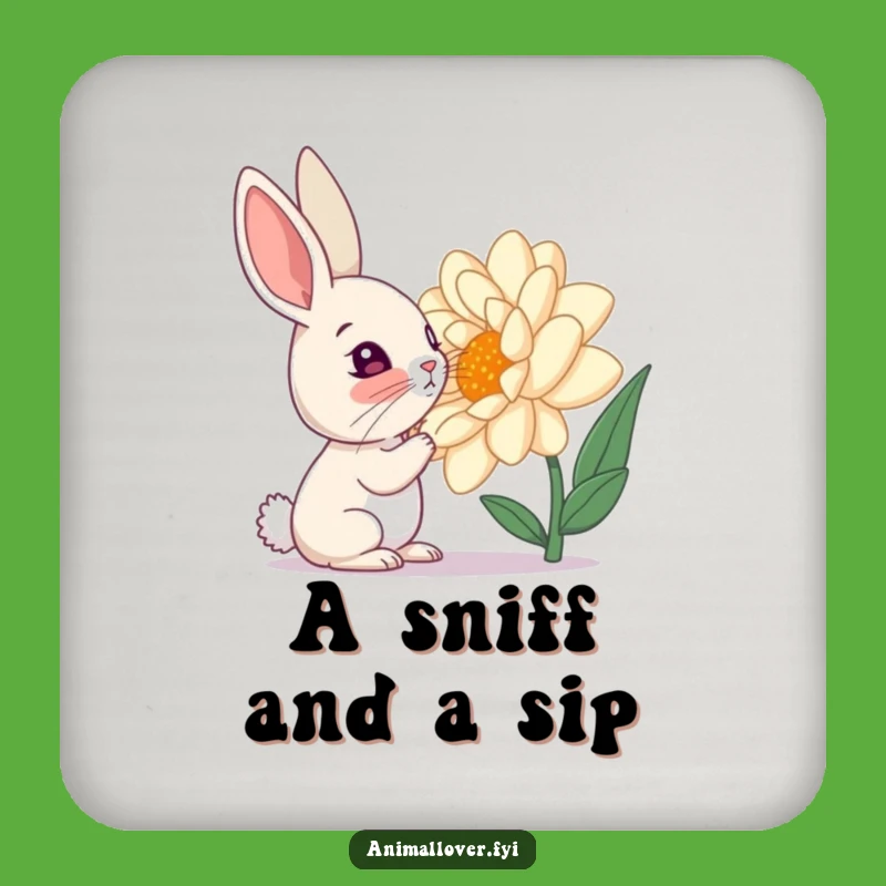 Funny Curious Rabbit Flower Drink Coasters: Protect Surfaces with Natural Charm and Humor