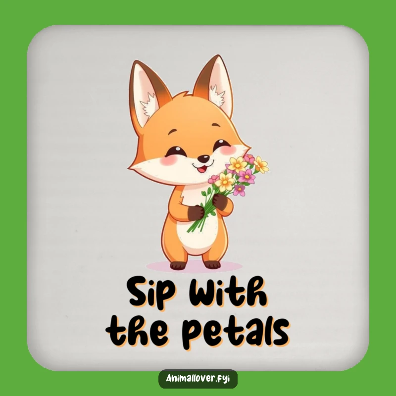Funny Fox Flower Bouquet Coaster: Protect Surfaces with Woodland Charm