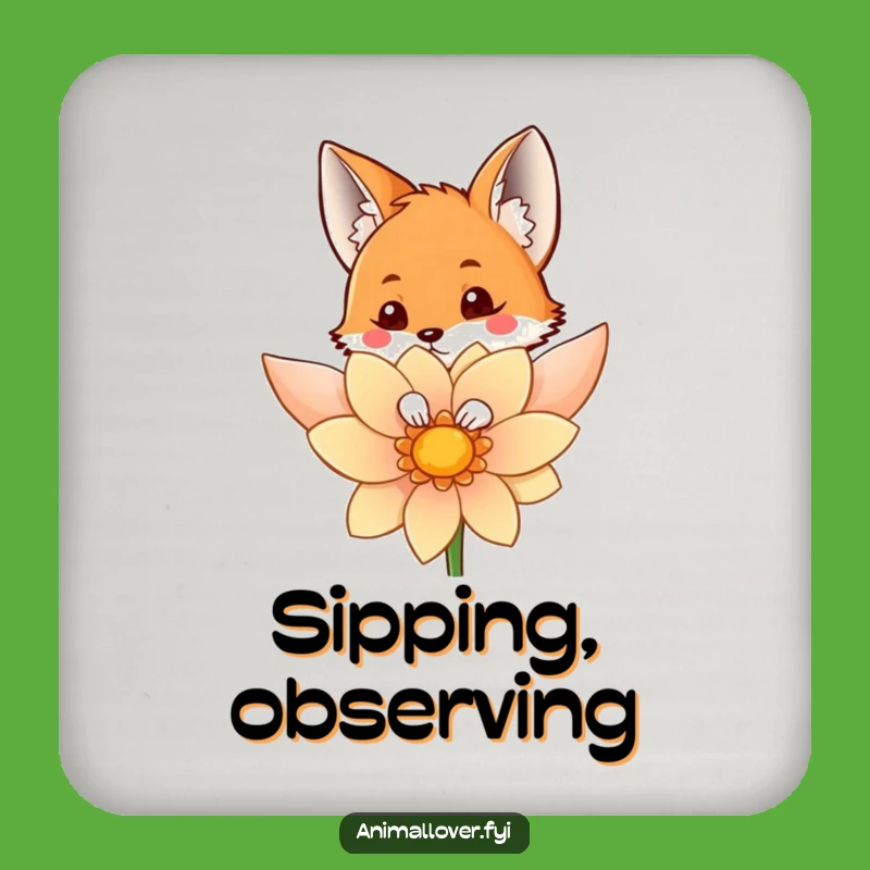 Funny Fox Flower Coaster Set: Protect Surfaces with Peek-a-Boo Charm