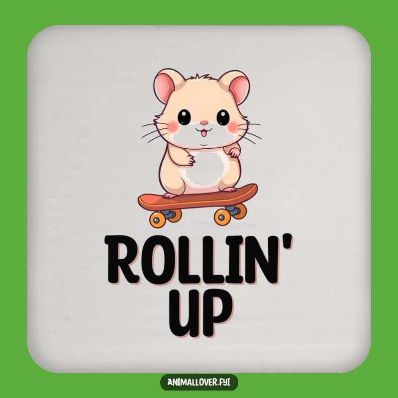 Funny Hamster Skateboarder Drink Coasters: Protect Surfaces with This Hilarious Rodent Set!