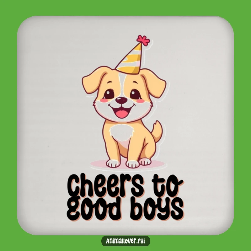 Funny Happy Dog Party Coaster, Protect Surfaces with Hilarious Celebration