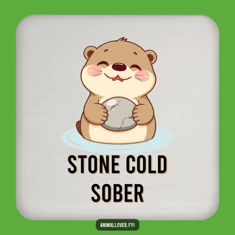 Funny Otter Stone Coasters (Set of 4): Protect Surfaces with Hilarious River Dweller Art Gift