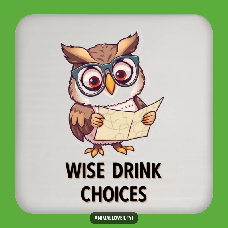 Funny Owl Spectacles Coaster: Protect Surfaces Curious Scholar, Wise & Funny