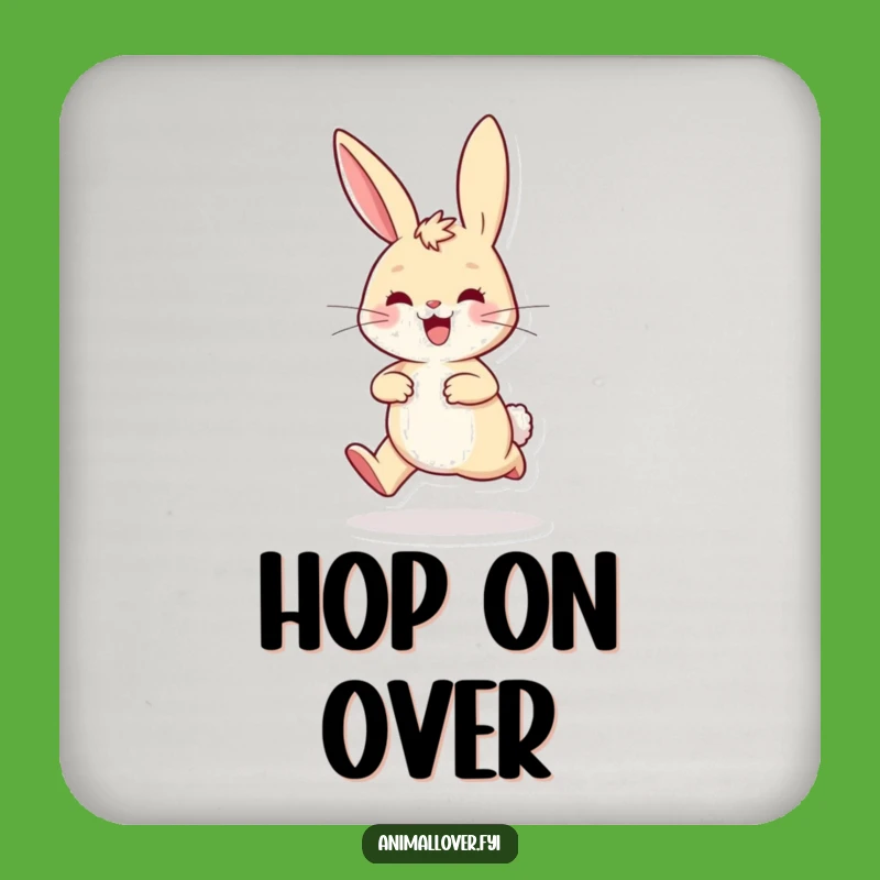 Funny Playful Rabbit Coaster, Protect Surfaces with Energetic Charm