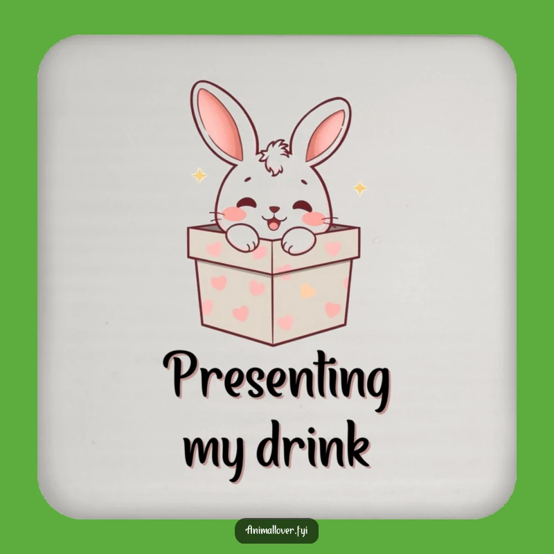Funny Rabbit Gift Box Coasters - Protect Surfaces with Charm!