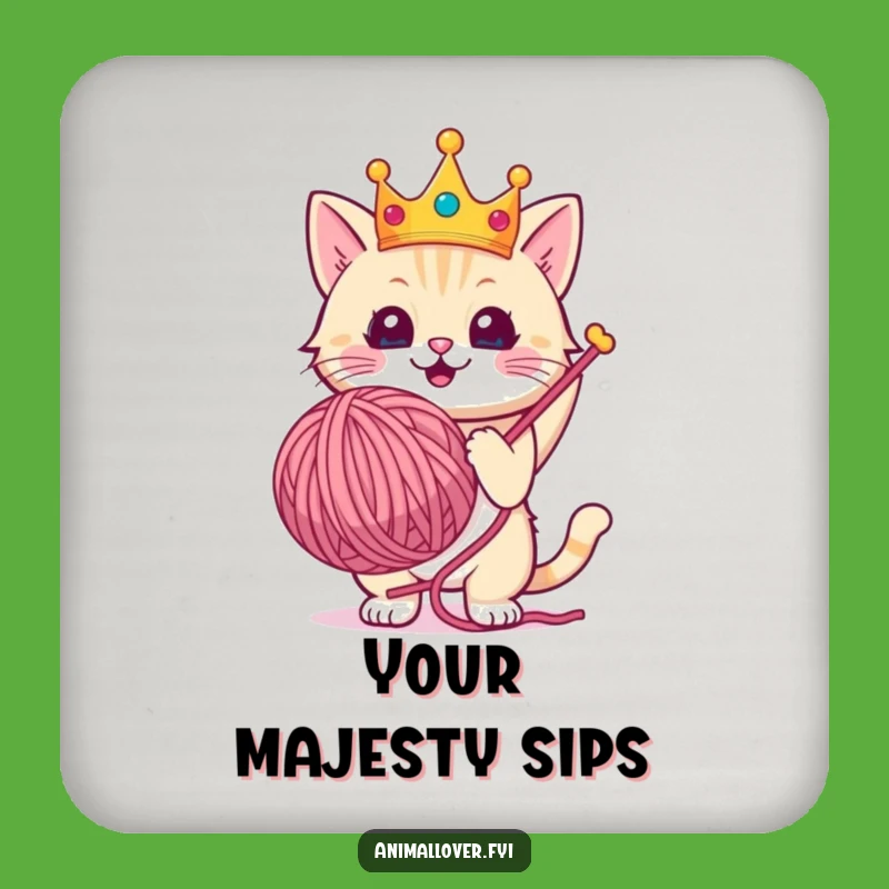 Funny Royal Cat Coaster: Crowned Protection, Elegant Table Funny Gift!