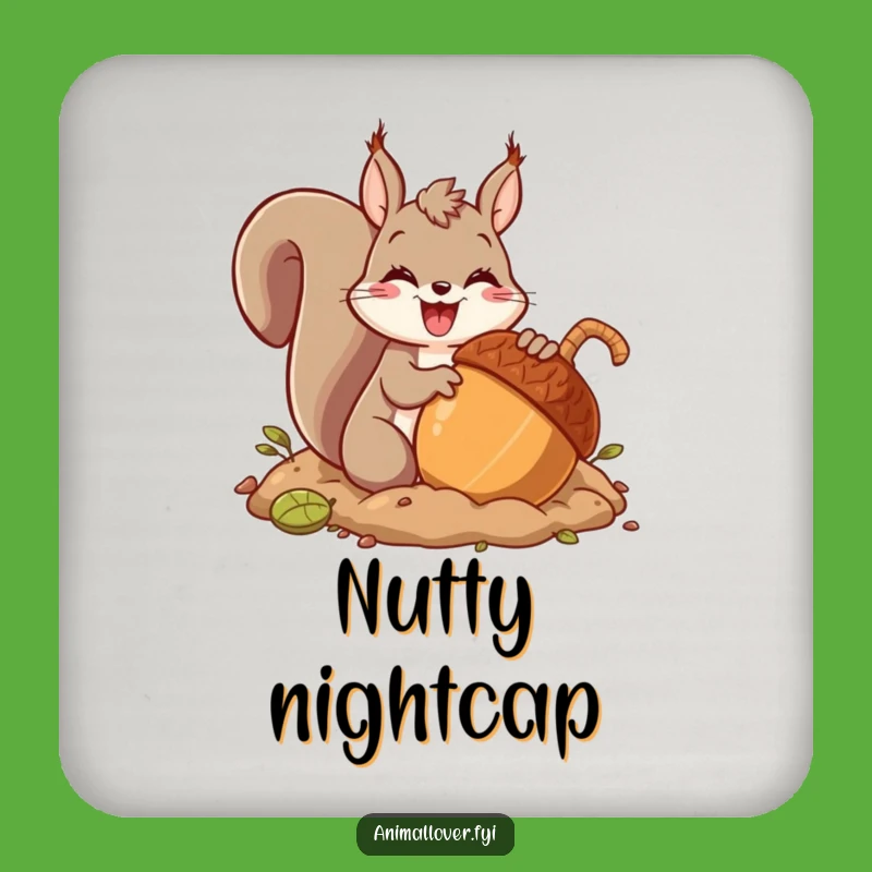 Funny Squirrel Acorn Hoard Coaster - Protect Surfaces with Nutty Charm