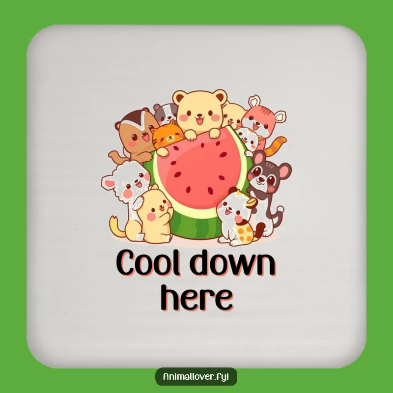 Funny Watermelon Animals Drink Coaster - Protect Surfaces with Playful Art