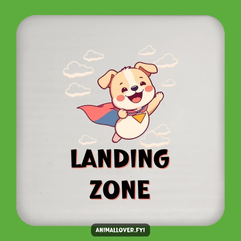 Funny Flying Dog Hero Drink Coasters: Protect Your Surfaces with This Hilarious Canine Hero Set!