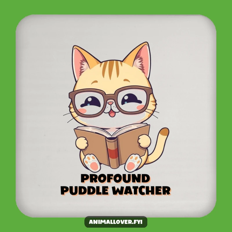 Funny Cat Reading Drink Coaster: Protect Surfaces with Literary Humor
