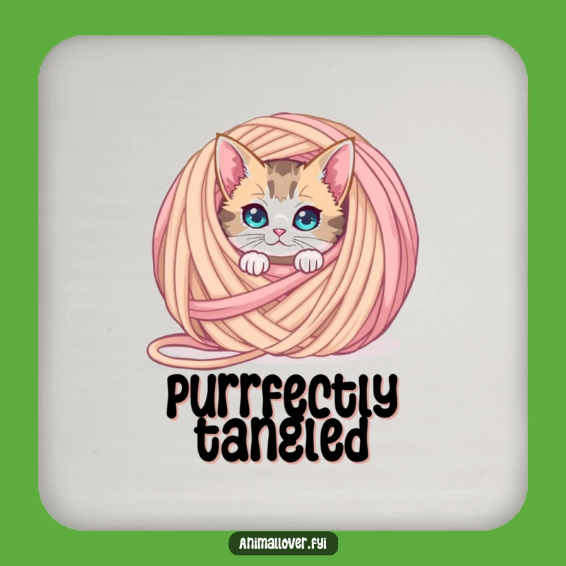 Funny Curious Cat Yarn Coaster, Protect Surfaces with Feline Playfulness