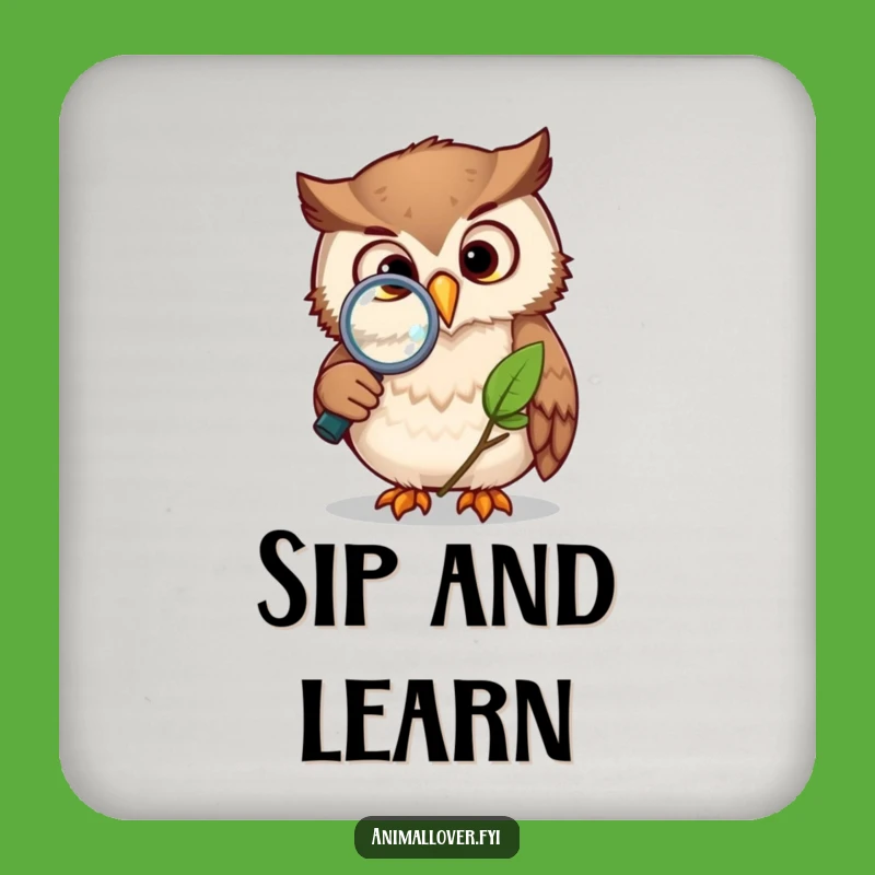 Funny Owl Study Coaster Set - Curious Magnifying Glass Drink Protection, Ideal Funny Gift