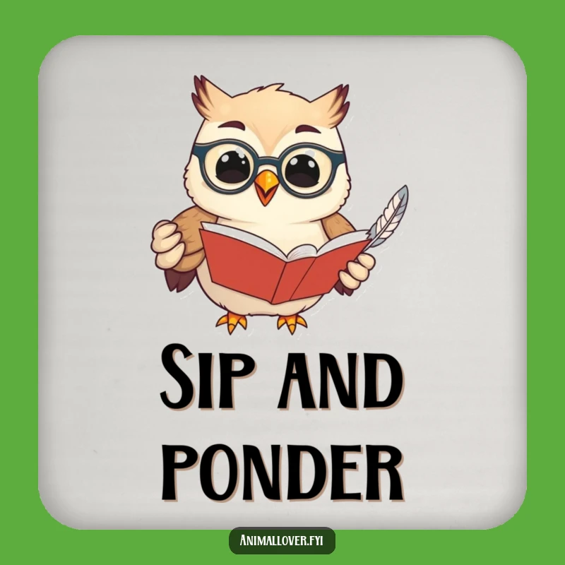 Funny Wise Owl Drink Coaster - Protect Your Surfaces with Scholarly Charm