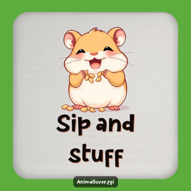 Funny Joyful Hamster Coaster, Protect Surfaces with Cheeky Charm