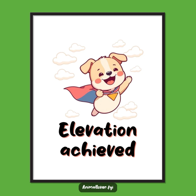 Funny Flying Dog Hero Poster: Decorate Your Walls with This Hilarious and Inspiring Canine Artwork!