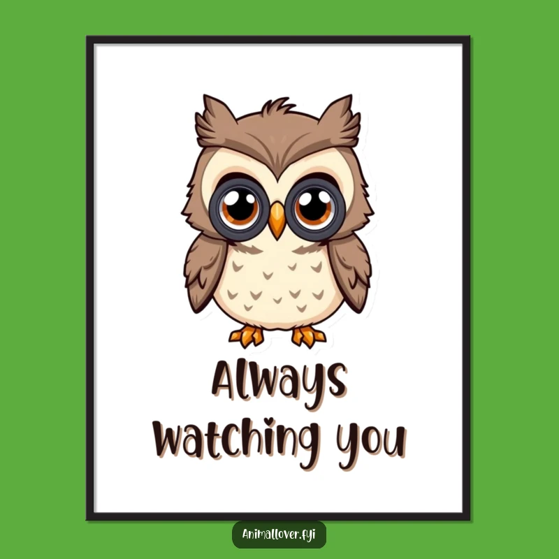 Funny Curious Owl Poster: Add Hilarious Insightful Art to Your Walls