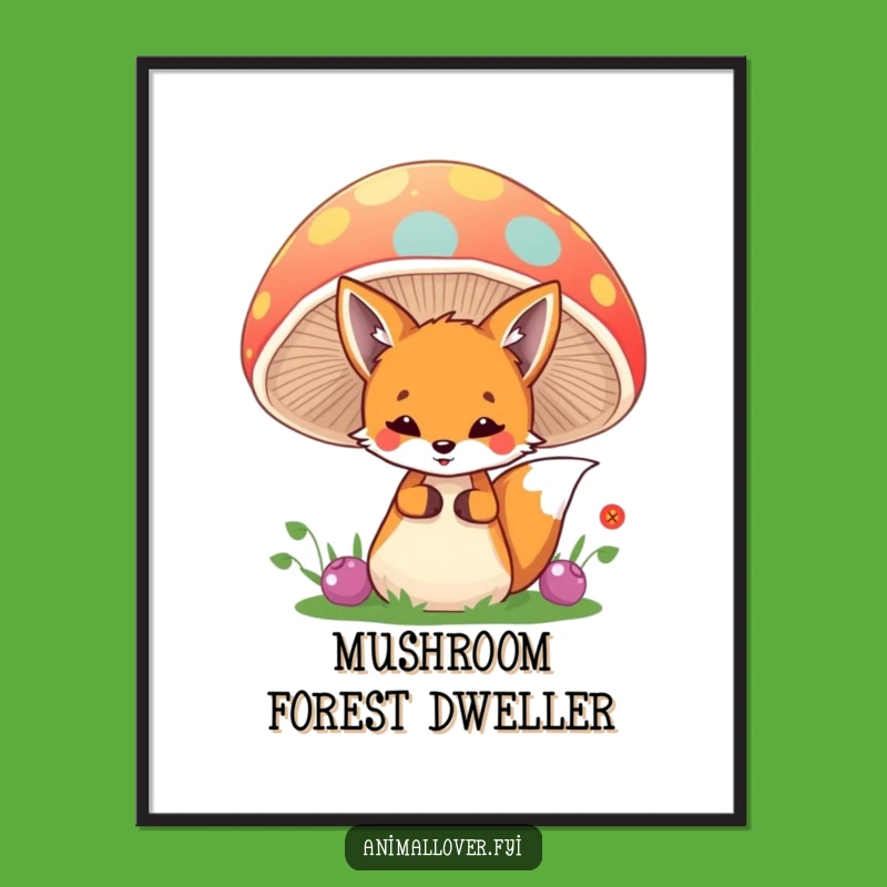 Funny Fox Mushroom Poster: Whimsical Wall Art for Nature Lovers
