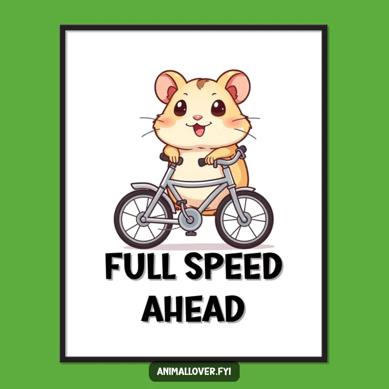 Funny Hamster Bicycle Poster: Whimsical Pet Wall Art for Cheerful Decor Gift