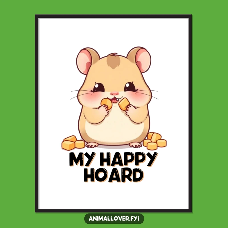 Funny Hamster Snack Poster - Chubby Cheek Wall Art, Unique Funny Gift