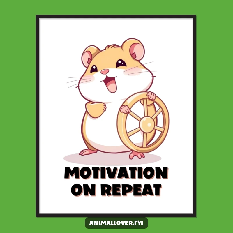Funny Hamster Wheel Poster: Motivational Art for Your Workout Space