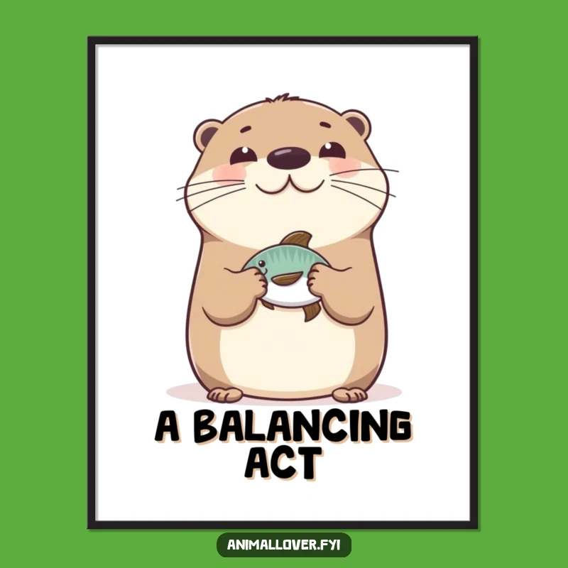 Funny Happy Otter Poster: Add Hilarious Aquatic Art to Your Walls