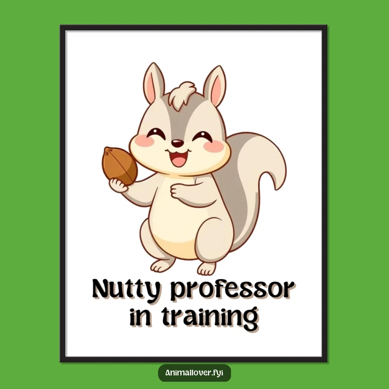 Funny Happy Squirrel Nut Poster: Bring Joyful Wall Art into Your Home with This Hilarious Design