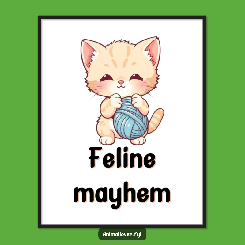 Funny Kitten Yarn Poster - Cute Cat Art, Perfect Playtime Gift