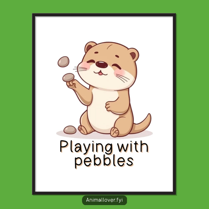 Funny Otter Poster: Curious Juggler Creates Playful Wall Art