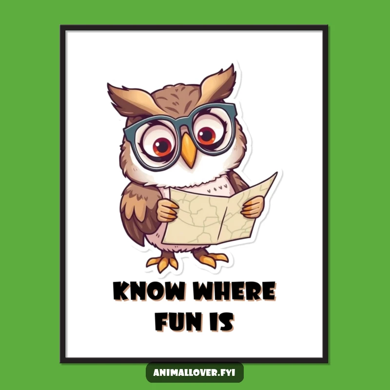 Funny Owl Spectacles Poster: Curious Scholar Wall Art, Wise & Funny Gift