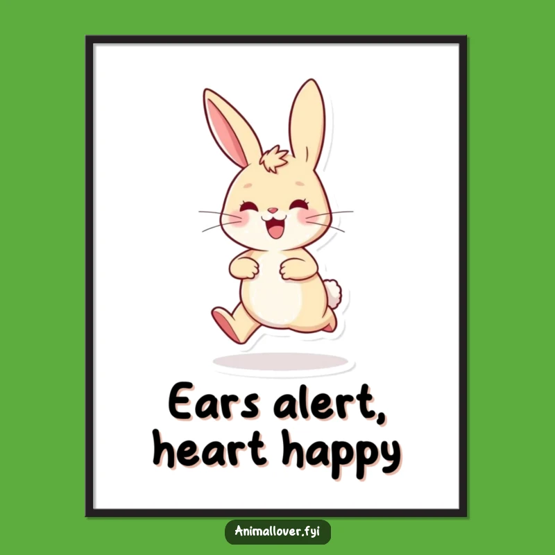 Funny Playful Rabbit Poster, Energetic Wall Art for Joyful Spaces
