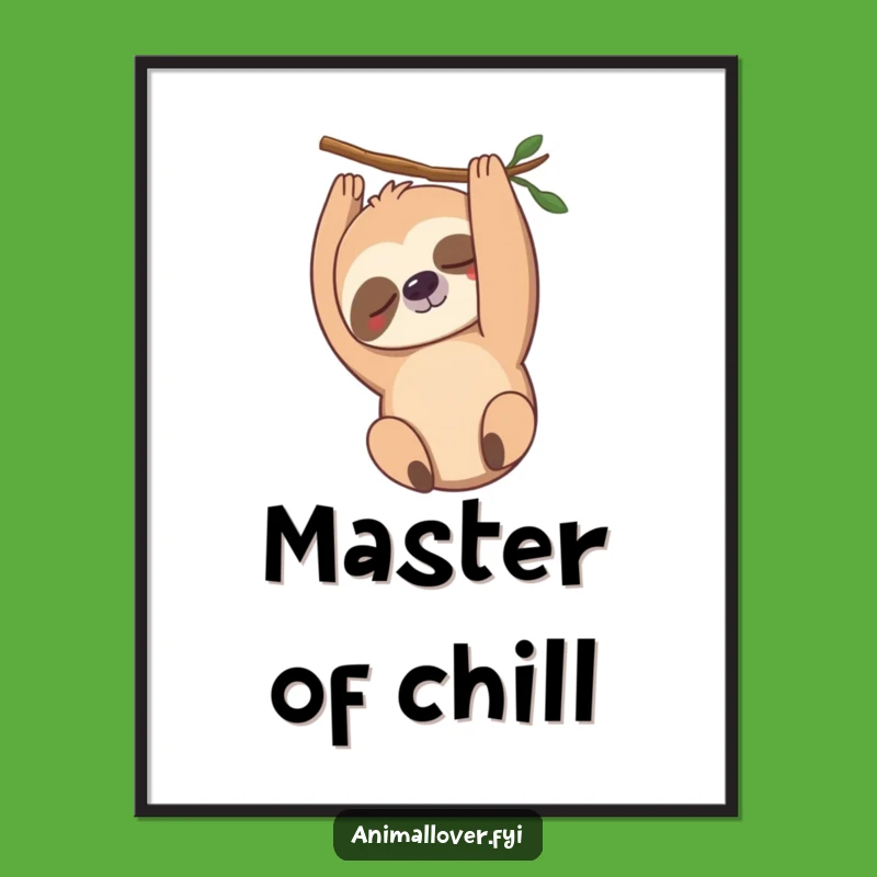 Funny Sloth Poster: Artistic Upside Down Smile Calm for Your Walls