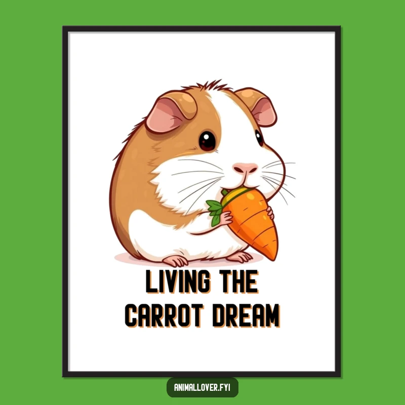 Funny Guinea Pig Carrot Poster: Adorable Art! Funny Gift!