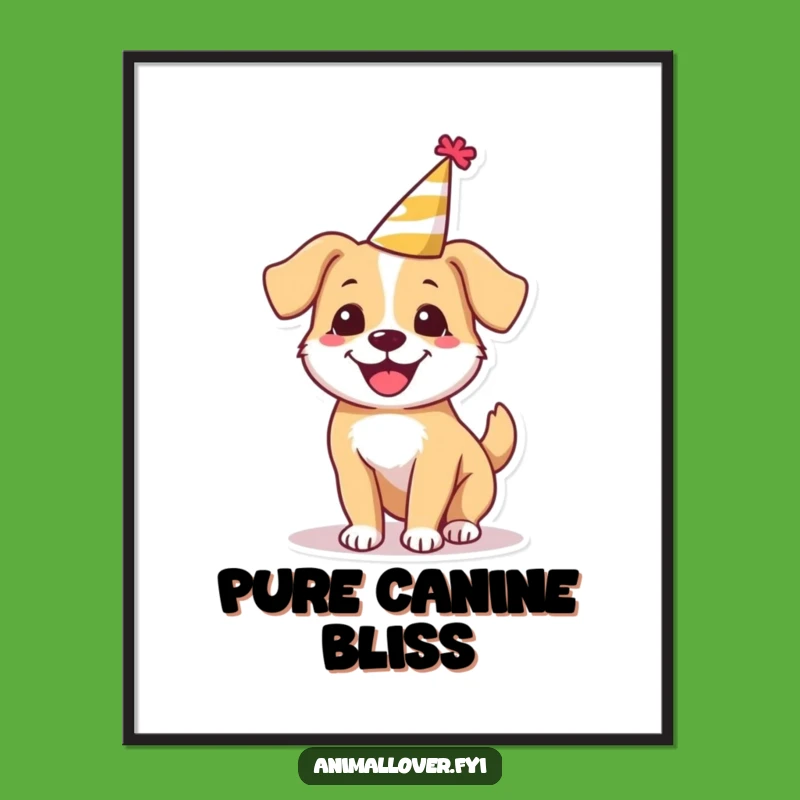 Funny Happy Dog Party Poster, Vibrant Wall Art for Joyful Celebrations