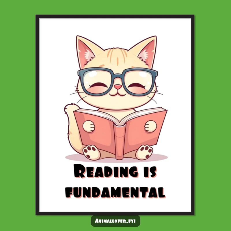 Funny Cat Scholar Poster: Intellectual Feline Art - A Hilarious Funny Gift for Bookish Decor
