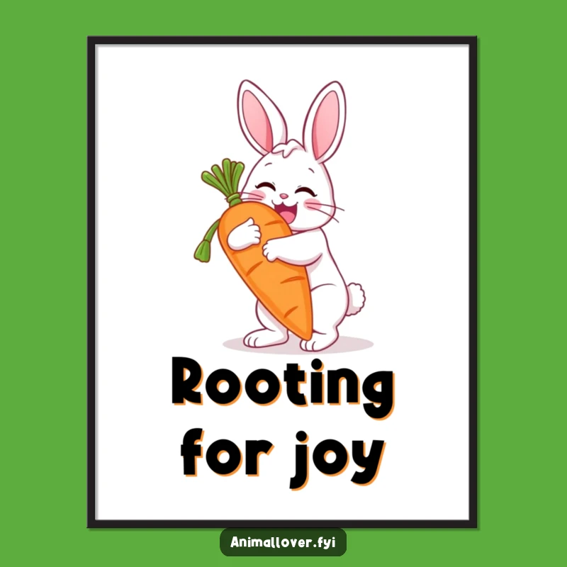 Funny Bunny Hugging Carrot Poster: Adorable Wall Art for a Cheerful Home