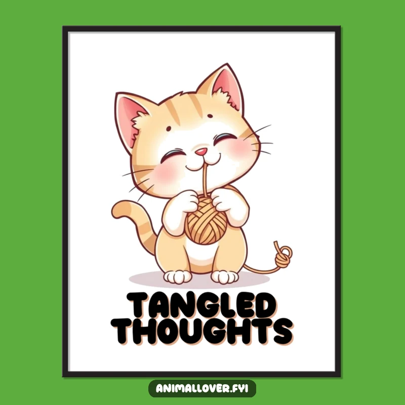 Funny Cat Yarn Ball Poster: Decorate Your Space with This Hilarious Feline Fiesta!