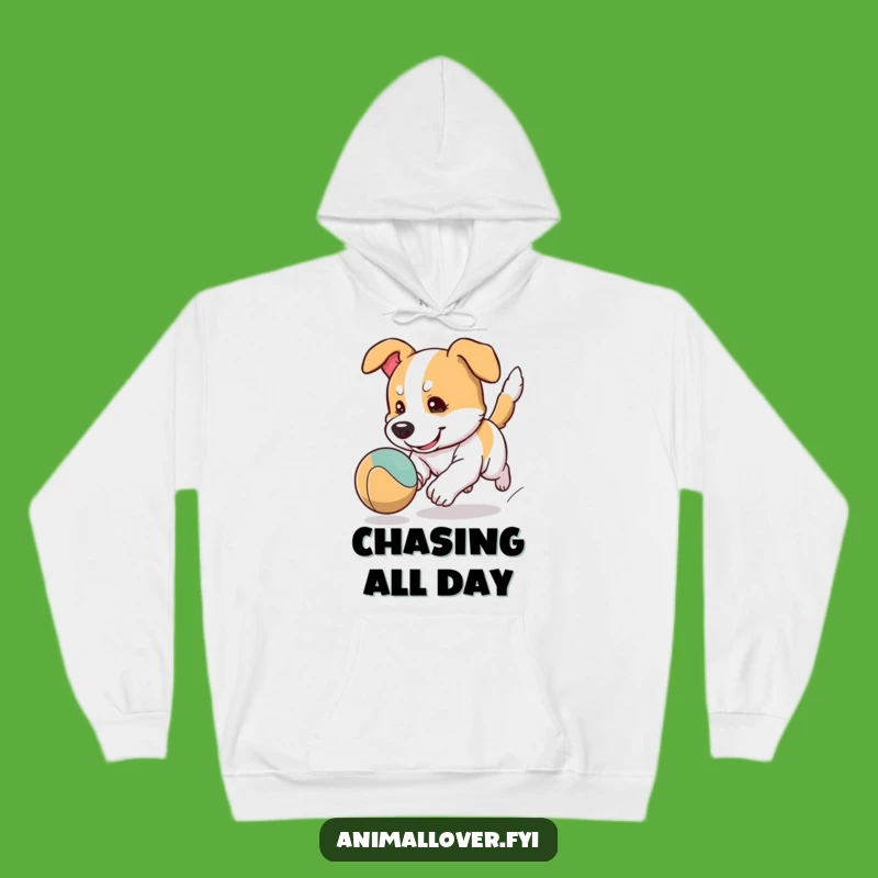 Funny Focused Dog Ball Chase Hoodie: Cozy Cartoon Sweatshirt for Active Pups