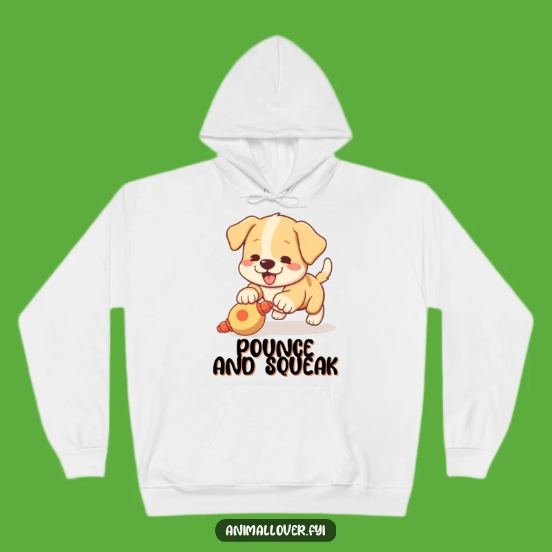 Funny Puppy Pouncing Hoodie: Cozy Playful Dog Lover Gift, Warm & Funny