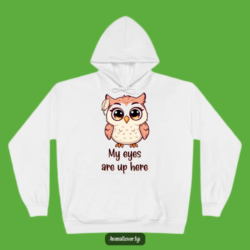 Funny Surprised Owl Hoodie: Big Eyes Startled by Feather, Cozy Gift