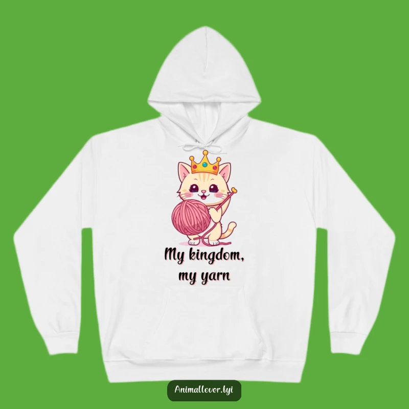 Funny Royal Cat Hoodie: Cozy Crowned Yarn Master, Warm Funny Cat Gift!